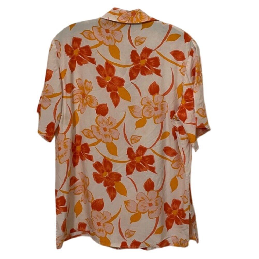Finity Naturals VTG 90s Silk Hawaiian Floral Button Up Top Shirt Womens Size 6 - Picture 4 of 8
